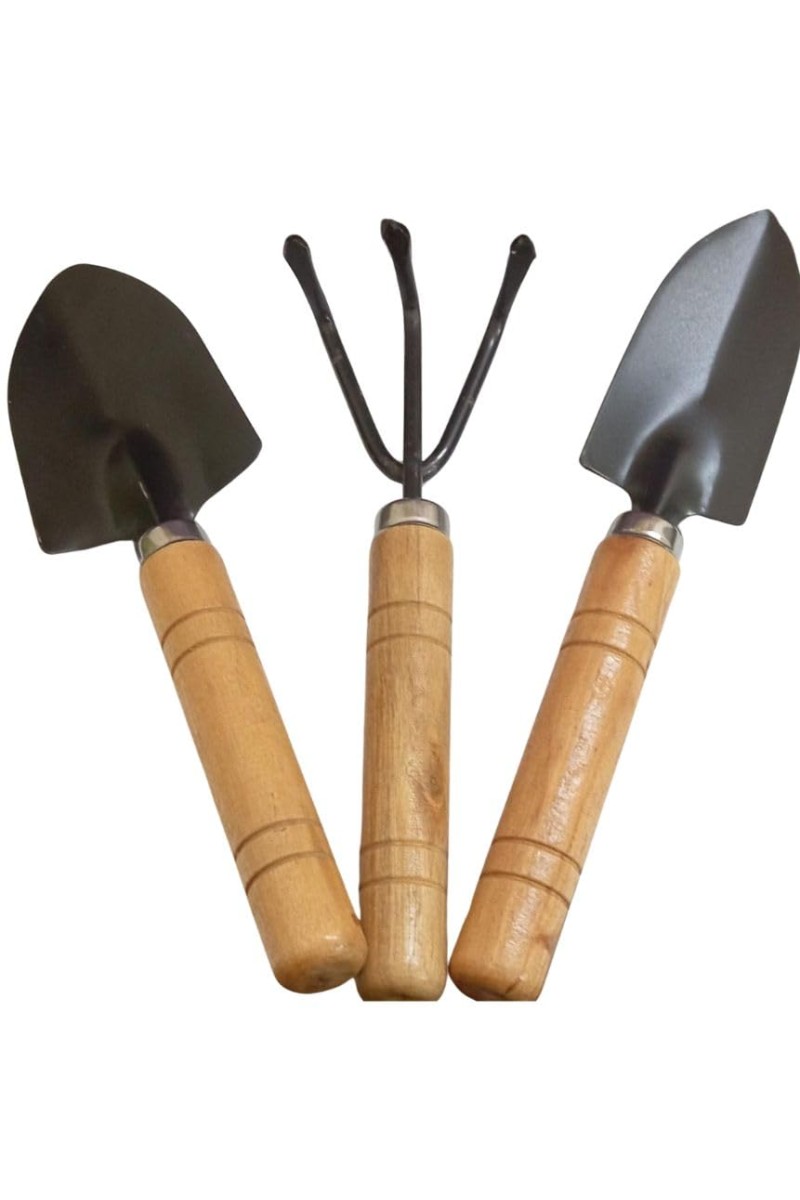 Premium 3 Pcs Gardening Tool Set, Hand Tool Kit for Home Gardening, Small Sized Hand Cultivator, Small Trowel & Garden Fork, Perfectly Sized for for Home & Outdoor Gardening, Flower Pot and Lawn