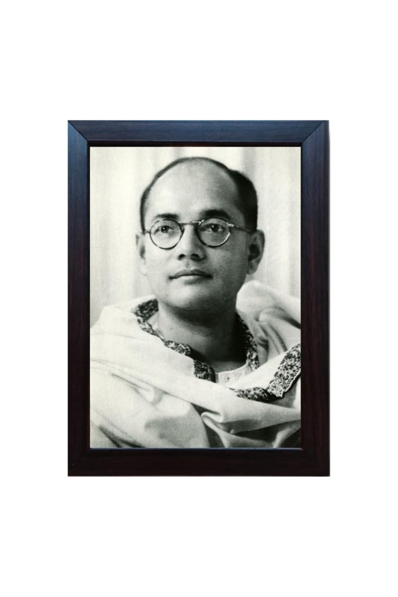 Hitech Netaji Subhas Chandra Bose Laminated Photo Frame for Table, Study & Living Room, Gifts (PVC Frame and Front face - Glass, 5 x 7inch)