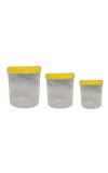 HiTechMart Set of 3 Clear Plastic Storage Containers with Yellow Lids – Airtight, Multipurpose, BPA-Free Jars for Kitchen, Pantry, and Household Organization