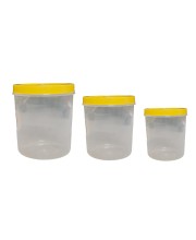HiTechMart Set of 3 Clear Plastic Storage Containers with Yellow Lids – Airtight, Multipurpose, BPA-Free Jars for Kitchen, Pantry, and Household Organization