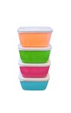 Set of 4 Colorful Food Storage Containers | BPA-Free Plastic Lunch & Meal Prep Boxes with Airtight Lids | Reusable & Stackable Kitchen Storage