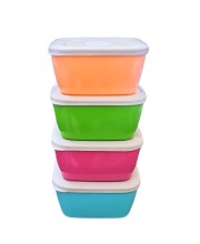 Set of 4 Colorful Food Storage Containers | BPA-Free Plastic Lunch & Meal Prep Boxes with Airtight Lids | Reusable & Stackable Kitchen Storage