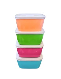 Set of 4 Colorful Food Storage Containers | BPA-Free Plastic Lunch & Meal Prep Boxes with Airtight Lids | Reusable & Stackable Kitchen Storage