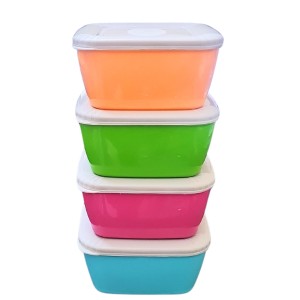 Set of 4 Colorful Food Storage Containers | BPA-Free Plastic Lunch & Meal Prep Boxes with Airtight Lids | Reusable & Stackable Kitchen Storage