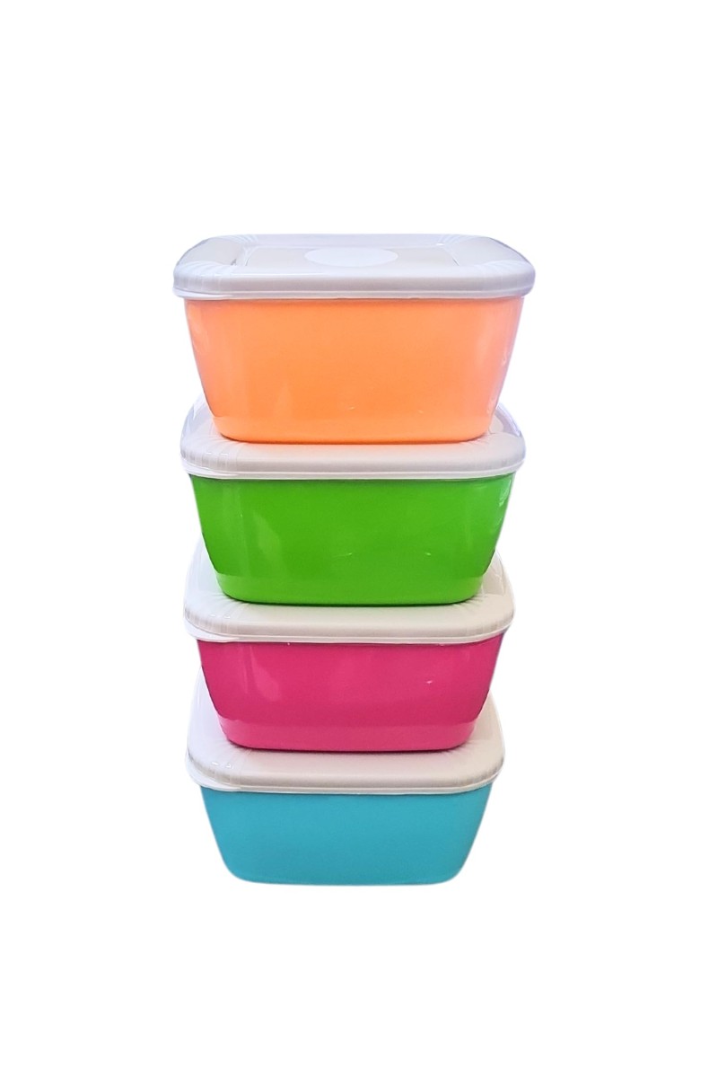 Set of 4 Colorful Food Storage Containers | BPA-Free Plastic Lunch & Meal Prep Boxes with Airtight Lids | Reusable & Stackable Kitchen Storage