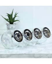 Glass Storage Jars 4-Piece Set – Airtight Glass Containers with Lids | Transparent Kitchen Storage Jars for Spices, Snacks, Dry Fruits, Pantry & Organizing | 200ml Each | BPA-Free & Leakproof