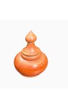 Handcrafted Wooden sindoor Jar with Decorative Lid, Round Shape, Orange-Brown Finish