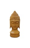 HiTechMart Handcrafted Wooden Buddha Head Statue – Intricately Carved Serenity Idol for Home Decor, Meditation & Spiritual Gifting