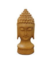 HiTechMart Handcrafted Wooden Buddha Head Statue – Intricately Carved Serenity Idol for Home Decor, Meditation & Spiritual Gifting
