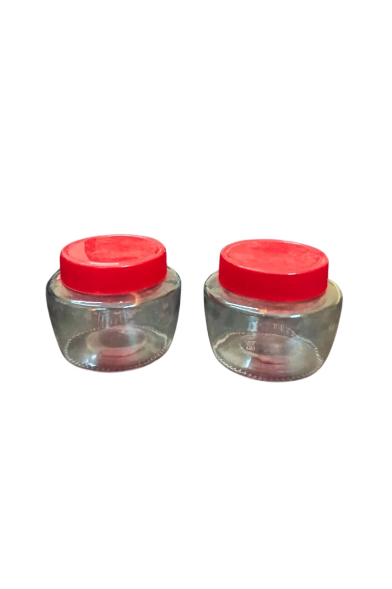 Glass Storage Containers with Airtight Lid | Transparent Kitchen Jars for Spices, Dry Fruits, Snacks & Grocery (Set of 2)