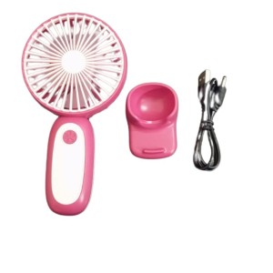 Mini Hand Fan – Portable USB Rechargeable Personal Fan, 3 Speeds, Quiet Operation, Handheld or Desk Use, Ideal for Travel, Office, Outdoor, and Summer Activities (Pink)