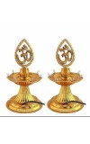 Electric LED Om Diya Lamp Pair | Golden Decorative with Om Symbol for Pooja, Temple, Home & Festival Decoration (Set of 2)