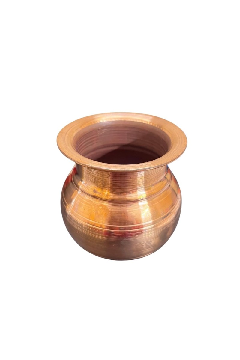 Pure Copper Kalash Lota Traditional Puja Vessel for Daily and Festive Use 4.5/2.5 Inch