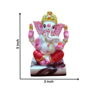Hi Tech Sales Handcrafted Siddhi Ganesh Idol for Home Decor, Gifting Diwali, Birthday, Festivals (5 x 3 Inches) (Red)