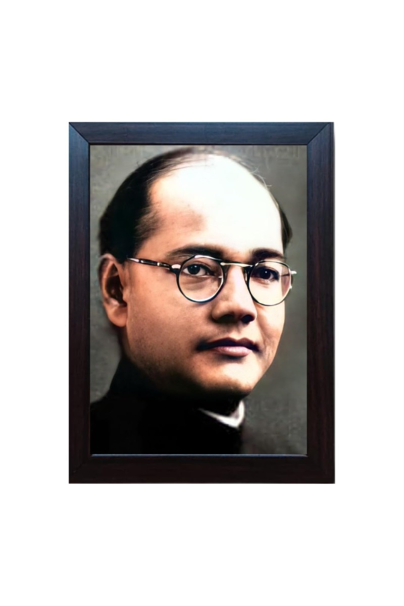 Hitech Netaji Subhas Chandra Bose Laminated Photo Frame for Table, Study & Living Room, Gifts (Synthetic Wood Base and Front Glass, 8 x 6 inch)