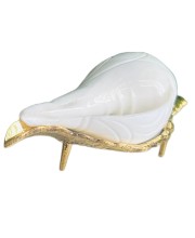 Jal Shankha for Pooja White Conch Shell with Golden Stand Spiritual Vastu for Home Temple Natural Sankha for Ritual Use (Small Size, Pack of 1)