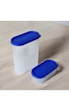Airtight Kitchen Storage Container, 600ml Capacity, Blue Lid (Set of 2) (7 X 9)