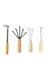 HI TECH Sales Garden Hand Tools Set – 4-Piece Gardening Kit with Wooden Handles – Weeder, Cultivator, Fork & Hook – Ideal for Weeding, Digging, Loosening Soil & Planting