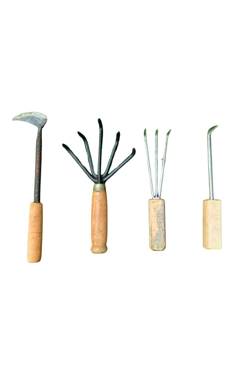 HI TECH Sales Garden Hand Tools Set – 4-Piece Gardening Kit with Wooden Handles – Weeder, Cultivator, Fork & Hook – Ideal for Weeding, Digging, Loosening Soil & Planting