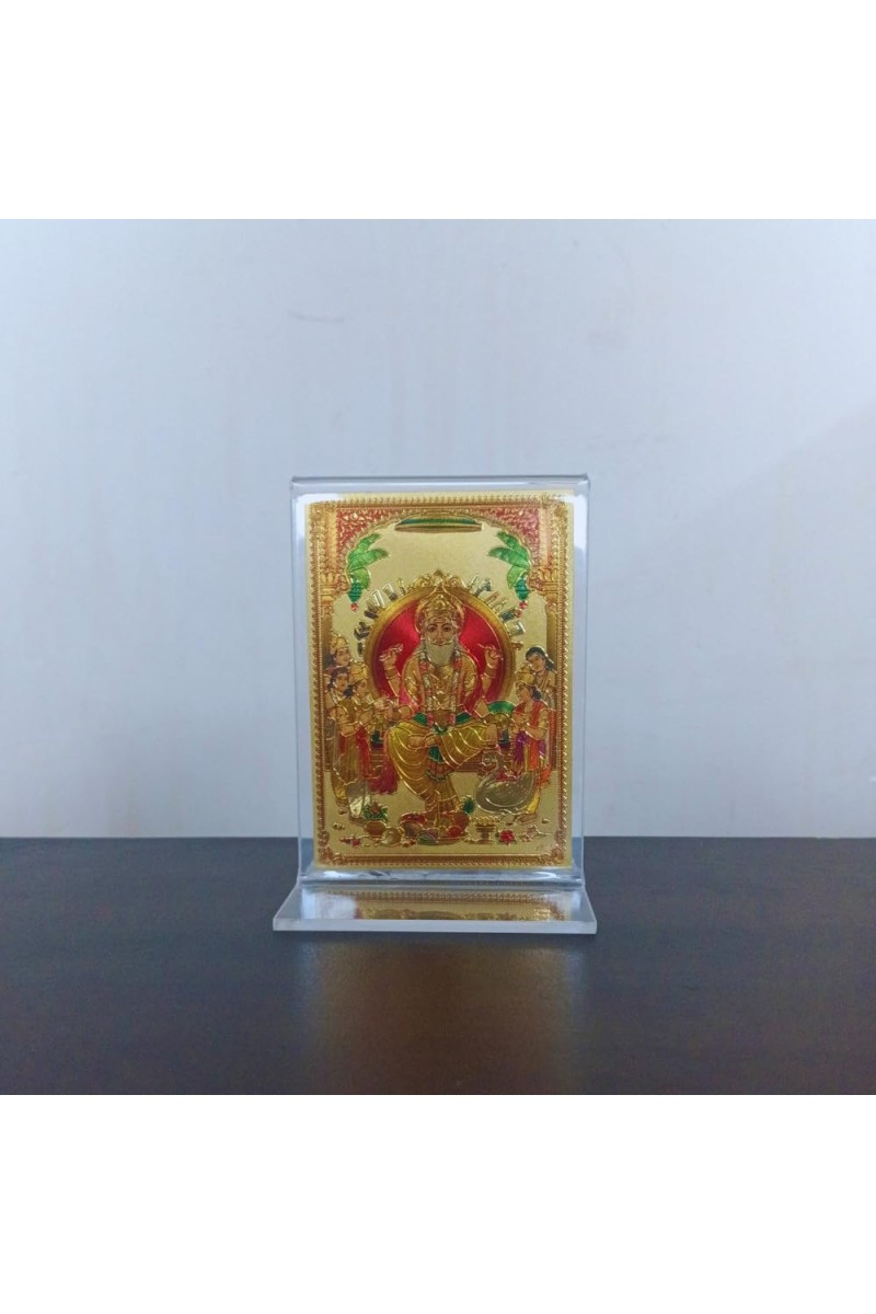 Hitech Sales Gold-Plated Prabhu Biswakarma Religious Acrylic Photo Frame Hindu God and Goddess Temple Art Decor for Home, Office, Car Dashboard and Gift Purpose