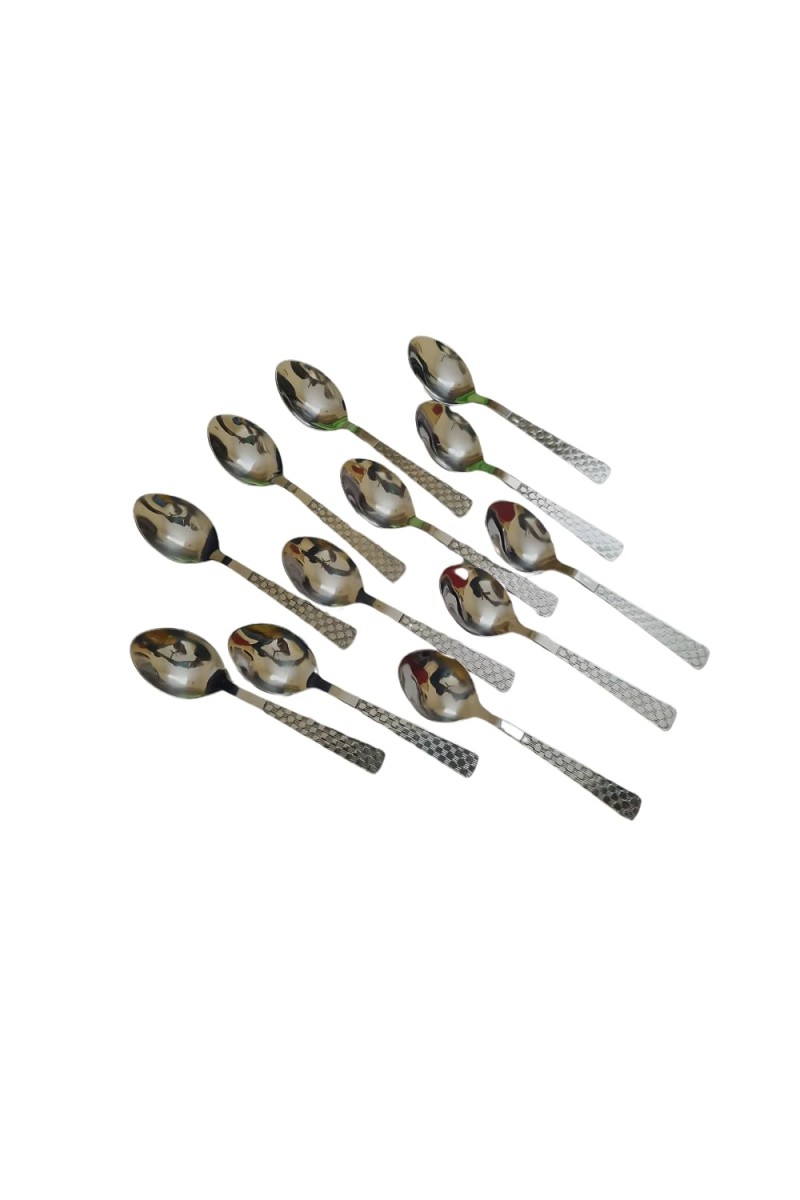 Hitech Sales Stainless Steel Dinning, Luxury Dinner Spoons, Table Spoon Set of 12, Length 6 inch, Dazzle Design,Daily Use