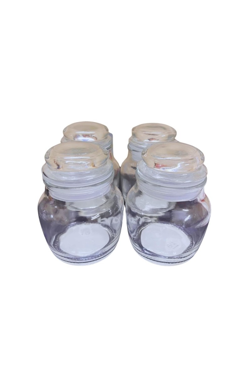 Combo storage Glass Jar Airtight Clear Kitchen Container with Lid for Pantry Organization Food Storage Spices Coffee Tea Sugar 3.5x2.5 inch (Pack of 4)