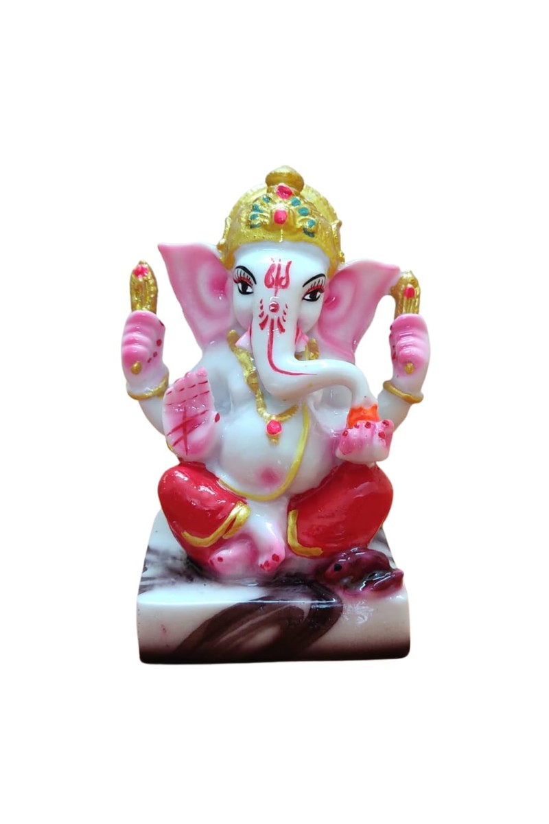 Hi Tech Sales Handcrafted Siddhi Ganesh Idol for Home Decor, Gifting Diwali, Birthday, Festivals (5 x 3 Inches) (Red)