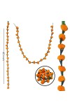 Hitech Sales 10 Woolen Artificial Long Marigold Fluffy Flower Garland Strings for Home Decoration, Pooja Mandir Decor Genda Phool for Wedding and Festivals, Diwali (40 inch) (Orange)