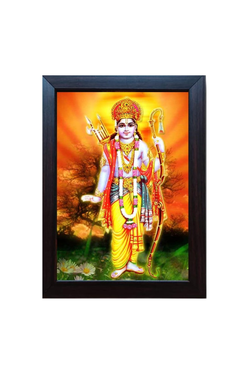 Hitech Bhagwan Shri Ram/Lord shri ram/Jai Shri Ram Laminated photo frame for table, Study & living room, Pooja, gifts-Divine Blessings for Your Home | Synthetic Wood Base and Front Glass, (8 x 6 inch)