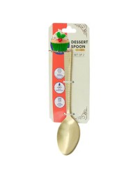 Hitech Sales Stainless Steel Gold Spoons Set of 2,18 cm Long, Premium Spoons for Home & Kitchen, Luxury Dinning Tableware Gift for House Warming,Golden Big Desert Spoon with Gold Pvd Coating