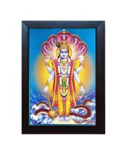 Hitech Bhagwan Vishnu Laminated Photo Frame for Wall/Table, Study & Living Room, Pooja, Gifts - Divine Blessings for Your Home || Synthetic Wood Base and Front face Glass (8 x 6 inch)