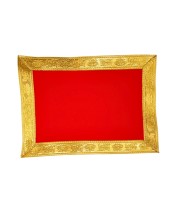 Velvet Pooja Cloth | Bhakti Lehar, Plain Altar Cloth for God Idols, Home Mandir, Temple and Pooja Ghar (8X6)