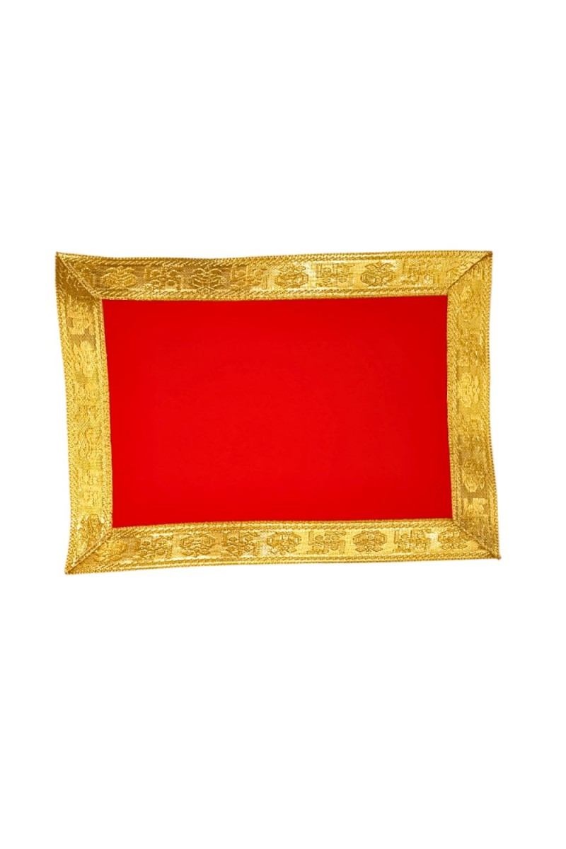 Velvet Pooja Cloth | Bhakti Lehar, Plain Altar Cloth for God Idols, Home Mandir, Temple and Pooja Ghar (8X6)