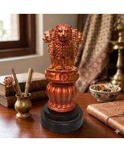 Handcrafted Lion Capital National Emblem Statue Showpiece – Ashoka Pillar Design Resin Stambh Idol for Home Decor, Office Desk, Tabletop & Gifting