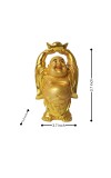 Laughing Buddha Set of 2 | Marble Resin Gold Feng Shui Statues for Home, Office, Dining Room Decor | Asian Gift Showpiece