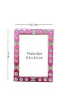 Hitech Sales Mini Decorative Radha Krishna Photo Frame with Designing Border Religious Gift for Home, Office Décor and Card dasboard Small Temple Idol Frame for Worship (6 x 8 cm – 1 Pcs)