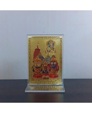 Hitech Sales Gold-Plated Prabhu Jagannath, Balaram, Shuvadra with Krishna Religious Acrylic Photo Frame Hindu God and Goddess Temple Art Decor for Home, Office, Car Dashboard and Gift Purpose