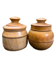Wooden Jar and Containers Set for Kitchen Storage Spice Tea Sugar Organizer small wooden masala box Dry Fruites Jar with Lid for kitchen Home Cefe Coloures Browen.