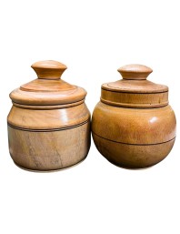 Wooden Jar and Containers Set for Kitchen Storage Spice Tea Sugar Organizer small wooden masala box Dry Fruites Jar with Lid for kitchen Home Cefe Coloures Browen.