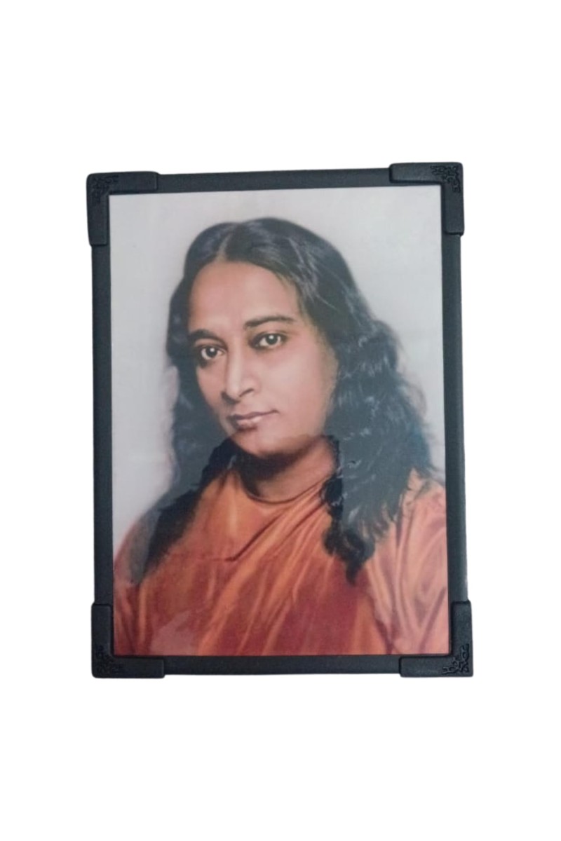 HiTechMart Wooden Photo Frame of Paramahansa Yogananda | Spiritual Leader and Guru Wall Hanging & Table Standong Frame for Home, Temple, and Meditation Room Decor