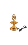 Electric LED Om Diya Lamp Pair | Golden Decorative with Om Symbol for Pooja, Temple, Home & Festival Decoration (Set of 2)