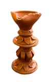 Handmade Terracotta Diya with Stand – Traditional Clay Oil Lamp for Festivals, Pooja & Home Decor