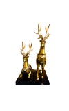 Metallic Gold Finish Deer Idols Set &ndash; Elegant Decorative Deer Figurines for Home Decor &ndash; Luxury Animal Showpieces for Living Room, Cabinet & Tabletop &ndash; Ideal Anniversary, Wedding & Housewarming Gift