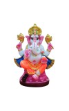 Hi Tech Sales Handcrafted Siddhi Ganesh Idol for Home Decor, Gifting Diwali, Birthday, Festivals (6 x 3 Inches) (Orange)