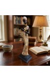 Handcrafted African Lady Figurine with Basket – Elegant Resin Tribal Woman Statue for Home Decor – Artistic Showpiece for Living Room, Office, Shelf & Gift Purpose