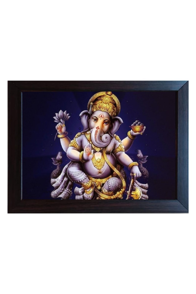 Hitech Ganesh/Ganpati Ji Photo Frame for Table, Study, Living & Pooja Room, Gifts || Divine Blessings for Your Home || Synthetic Wood Base and Front Glass (8 x 6 inch)