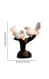 White Bird Couple Decorative Showpiece on Tree Branch Base | Resin Love Birds Figurine for Home & Office Décor | Elegant Tabletop Statue for Living Room, Bedroom & Gift Purpose