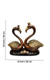 Golden Swan Couple Decorative Showpiece | Resin Love Birds Figurine for Home & Office Décor | Elegant Tabletop Statue for Living Room, Bedroom & Gift Item (Brown & Gold Finish)