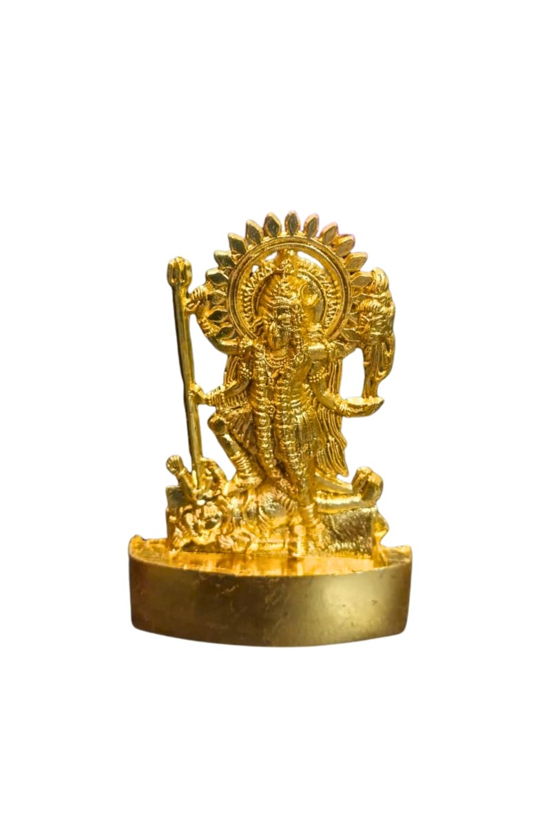 Antique Gold Metal Statue Maa Kaali Idol Showpiece for Home & Office | Hindu Goddess Decorative Murti for Puja & Mandir Office Table Showpiece (6.5cm)