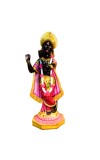 Black Lord Krishna Statue Playing Flute with Golden Crown – Hindu God Murti Idol for Home Mandir, Pooja Room, Temple Decor & Spiritual Gift Item